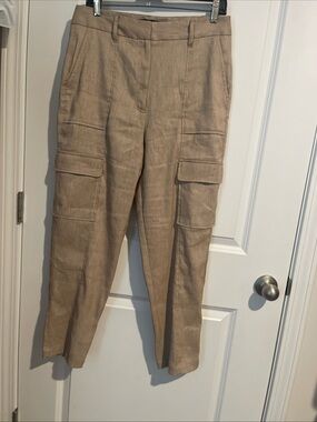 White House Black Market Tan Cargo Trousers with Utility Pockets Sz 10 New